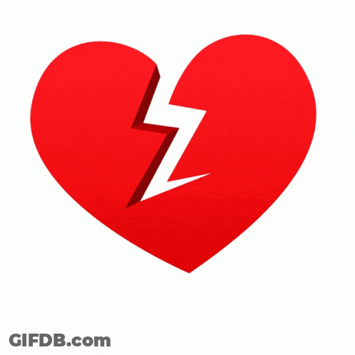 Broken Red Heart With Lightning Bolt GIF