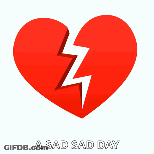 Broken Red Heart With Lightning Bolt GIF