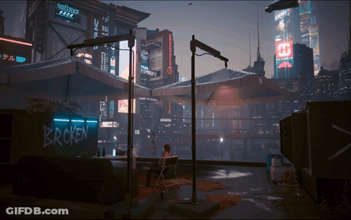 Broken Sign On City Wall GIF