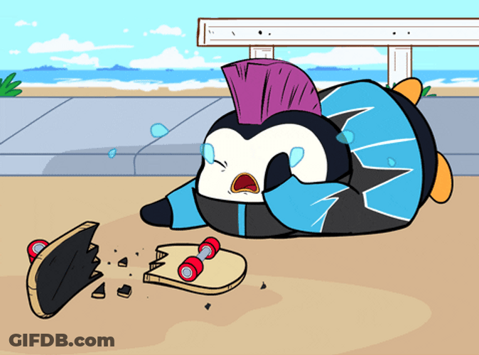 Broken Skater Of Cutie Penguin GIF