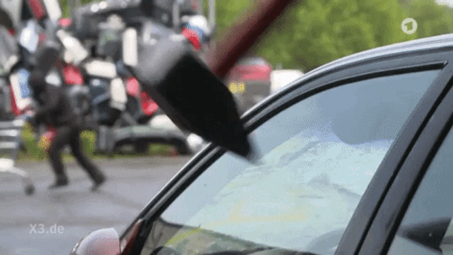 Broken Window Of Black Car GIF