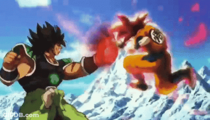 Broly Vs Goku Holding Punch GIF