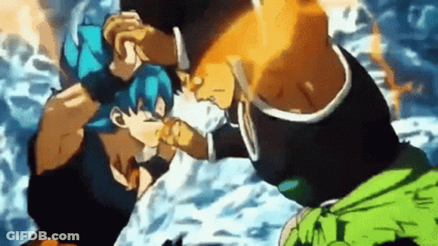 Broly Vs Goku Punching Scene GIF