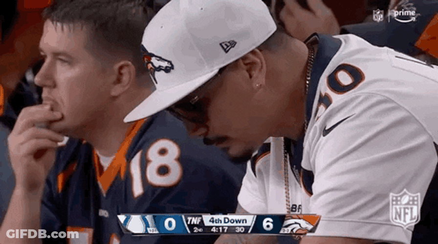 Broncos Game Shaking Head GIF
