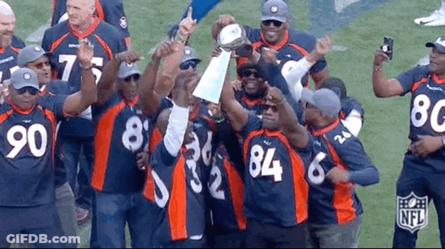 Broncos Team Celebrates Winning GIF