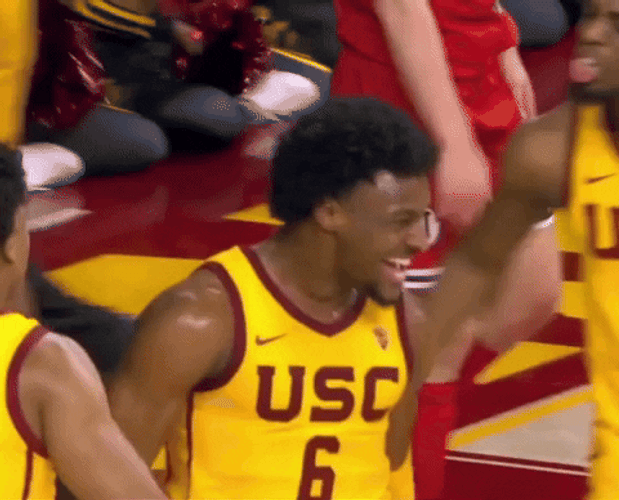 Bronny James Shoulder Bump USC GIF