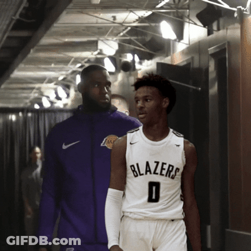 Bronny James Walking Alongside LeBron James GIF