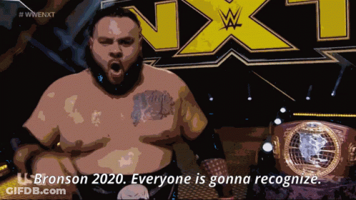 Bronson 2020 Says Everyone Is Gonna Recognize In Front Of Wrestling Logo GIF