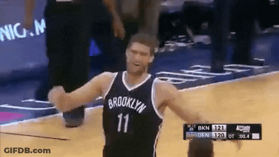 Brooklyn Nets Brook Lopez Double High Five GIF