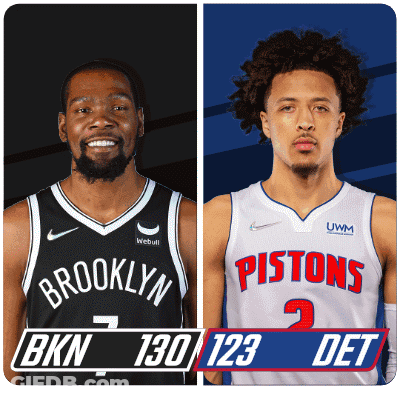 Brooklyn Nets Player And Pistons Player On Blue Background GIF