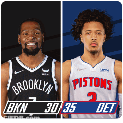 Brooklyn Nets Player And Pistons Player Side By Side GIF
