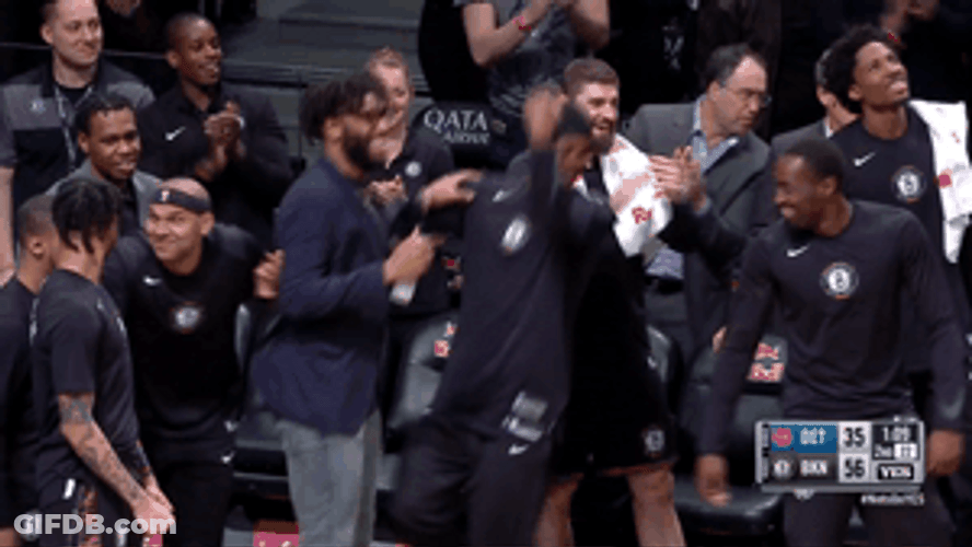 Brooklyn Nets Players Jumping Dance Celebration GIF