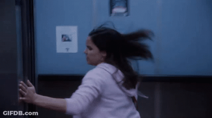 Brooklyn Nine Nine Amy Santiago Closing Elevator GIF