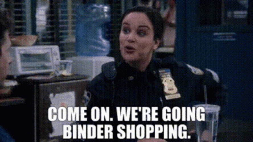 Brooklyn99 Amy Santiago Binder Shopping GIF