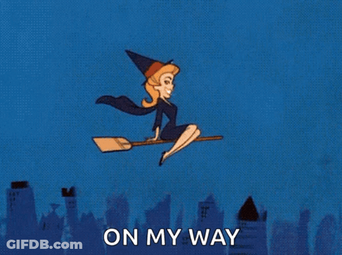 Broom On My Way Bewitched GIF