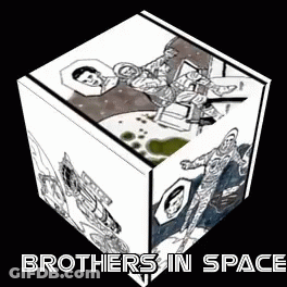 Brothers In Space Black And White Cube GIF