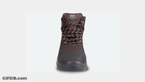 Brown And Black Safety Boots With Letter X GIF