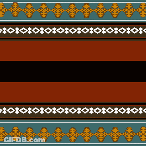 Brown And Black Striped Fabric With Geometric Border GIF