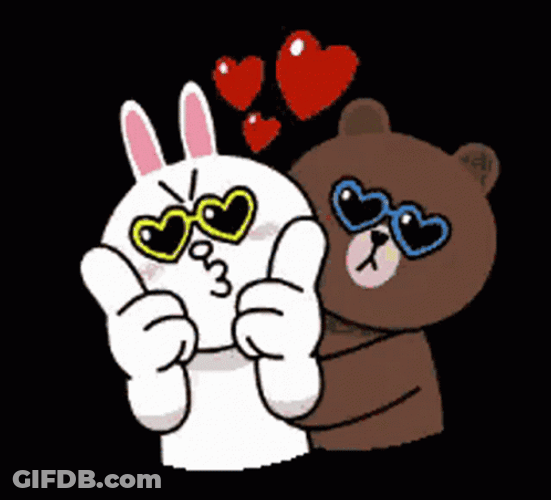 Brown And Cony Wearing The Shade Heart GIF