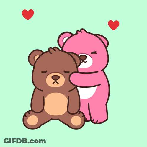 Brown And Pink Teddy Bear Standing Together GIF