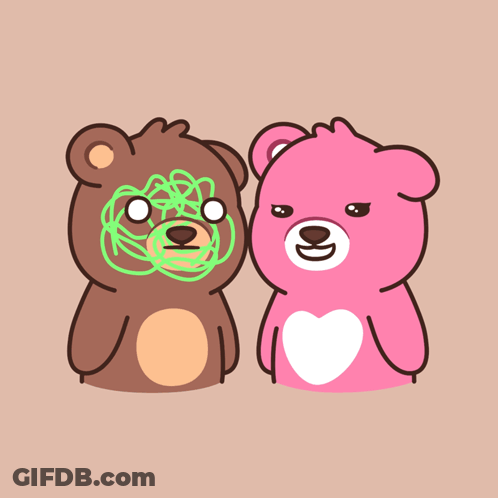Brown And Pink Teddy Bear With Hearts GIF