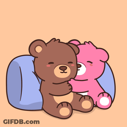 Brown And Pink Teddy Bears Hugging GIF