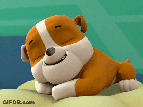 Brown And White Cartoon Dog Laying Down Eyes Closed GIF