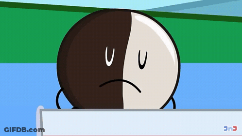 Brown And White Sad Cartoon Behind White Board GIF