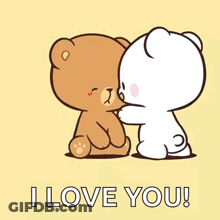 Brown And White Teddy Bear Hugging Saying I Love You GIF