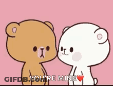 Brown And White Teddy Bear Kissing You're Mine GIF