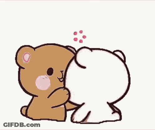 Brown And White Teddy Bears Hugging GIF