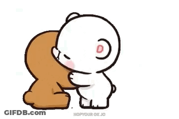 Brown And White Teddy Bears Kissing Each Other GIF