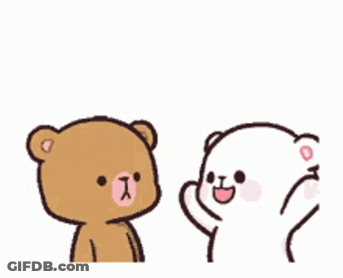 Brown And White Teddy Bears Standing Together GIF