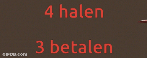 Brown Background With 4 Halen 3 Betalen In Red GIF