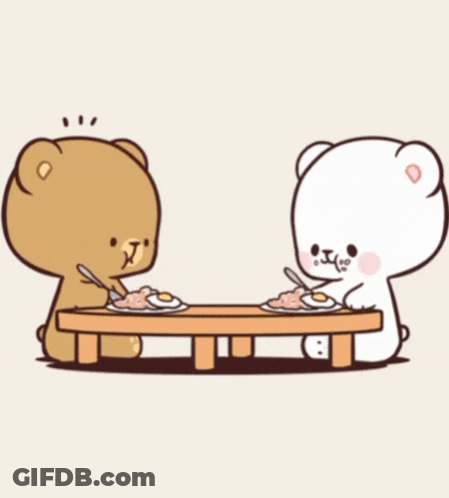 Brown Bear And White Bear Eating Eggs GIF