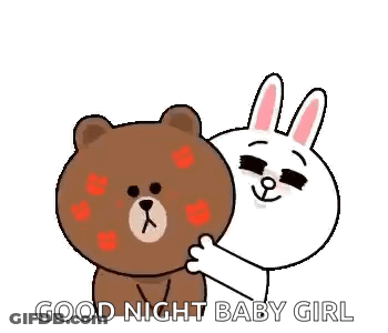 Brown Bear And White Rabbit Hugging Good Night GIF