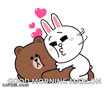 Brown Bear And White Rabbit Hugging Hearts GIF