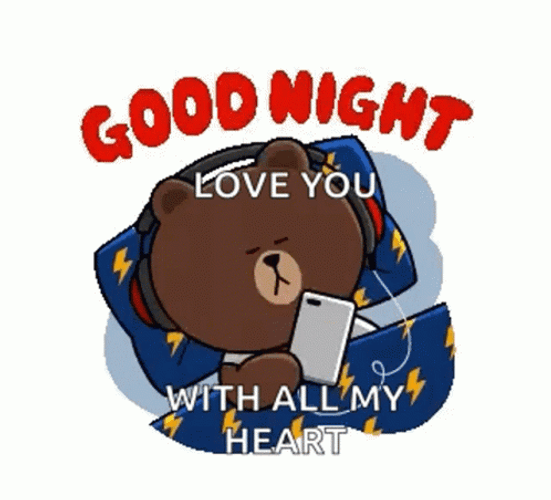 Brown Bear Falling Asleep Good Night Love You GIF