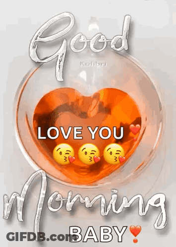 Brown Bear Holding Pink Heart Saying Good Morning GIF