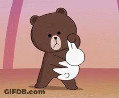 Brown Bear Holding White Rabbit GIF