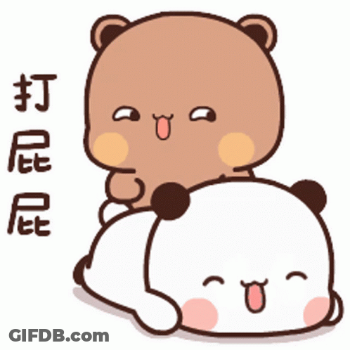 Brown Bear Lying On Panda GIF