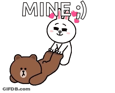 Brown Bear Lying On Rabbit's Lap GIF