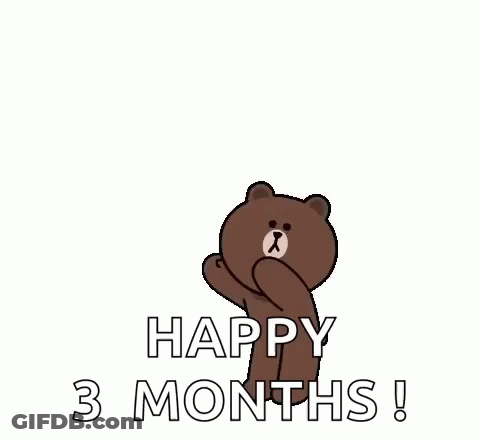 Brown Bear Red Hearts Happy 3 Months GIF