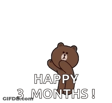 Brown Bear Red Hearts Happy 3 Months GIF