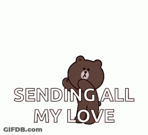 Brown Bear Sitting In Red Hearts Sending All My Love GIF