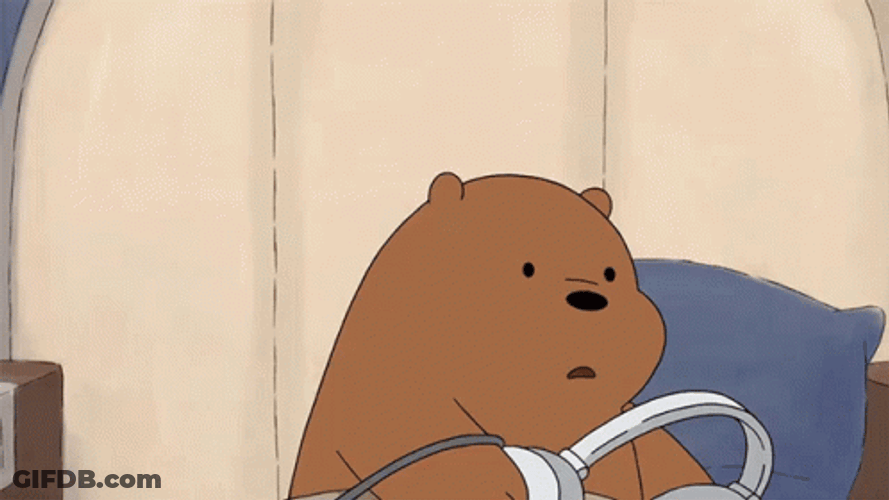 Brown Bear Wears Headphones GIF