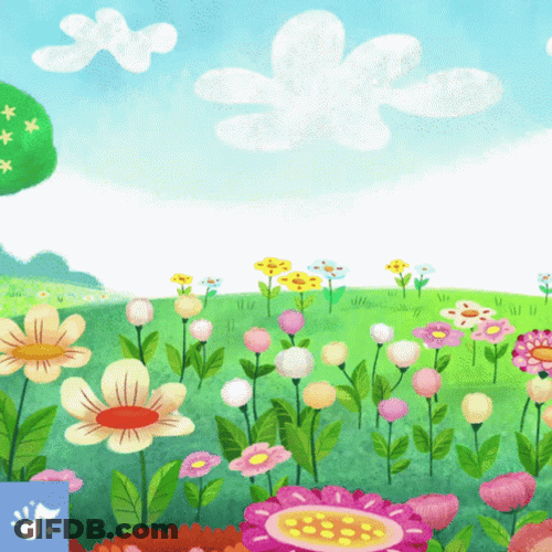 Brown Bunny Hopping Over Flowers GIF
