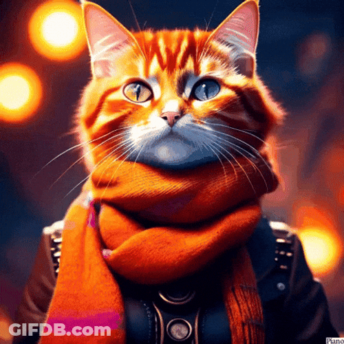 Brown Cat Piano With Neckerchief GIF