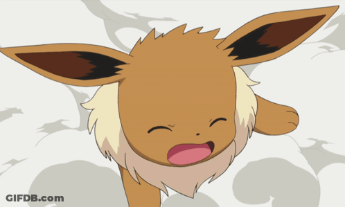 Brown Eevee With Pink Tongue Looking Up GIF