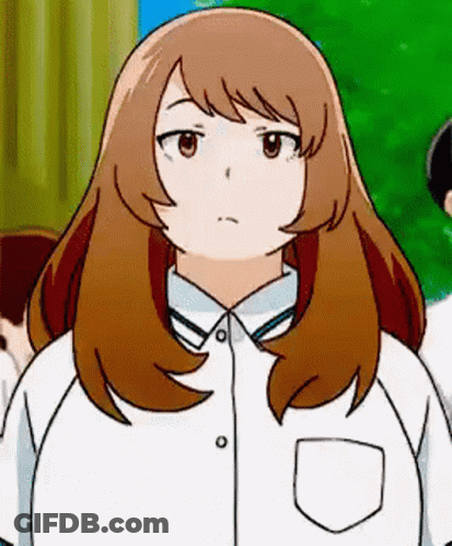 Brown Hair White Shirt Cartoon Girl At Window GIF